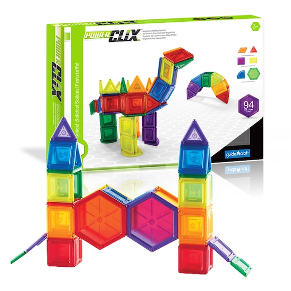 Guidecraft PowerClix Solids, Magnetic Building Set, 94 Pieces G9423 - main